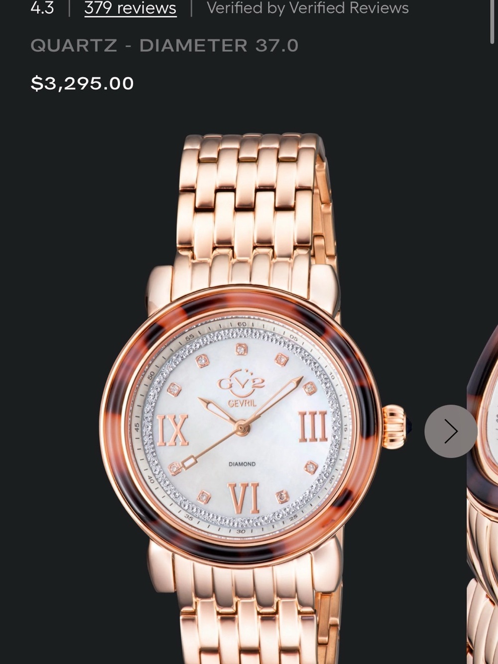 GERVIL Rose Gold Watch with Tortoiseshell Bezel